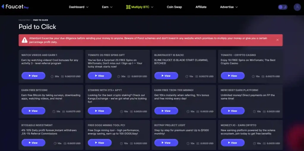 الربح من مشاهدة الإعلانات على محفظة الفوست باي