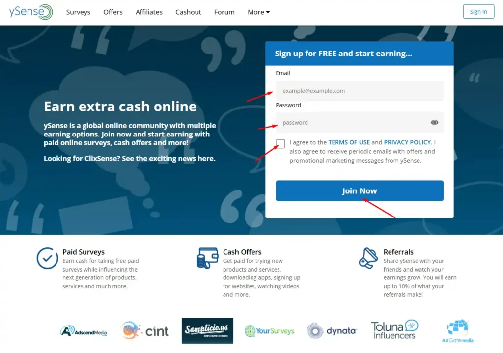 شرح موقع ySense للربح من استطلاعات الرأي