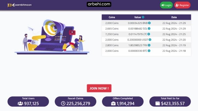 أفضل 20 صنبور لربح العملات الرقمية | موقع Earnbitmoon