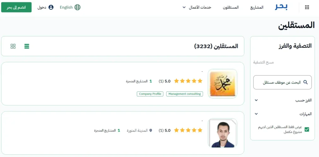 شرح منصة بحر للعمل الحر