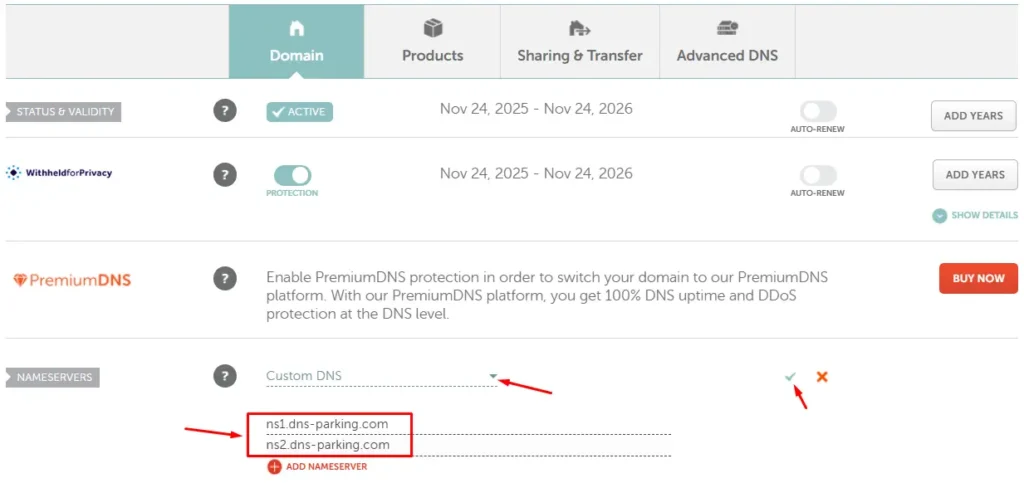 خطوات توجيه الدومين إلى Hostinger