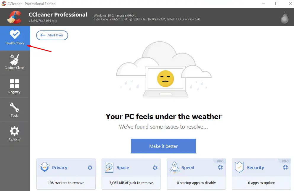 ميزة Health Check